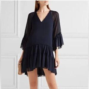 Alice + Olivia Zoey Tiered V-neck Tunic Blue Dress